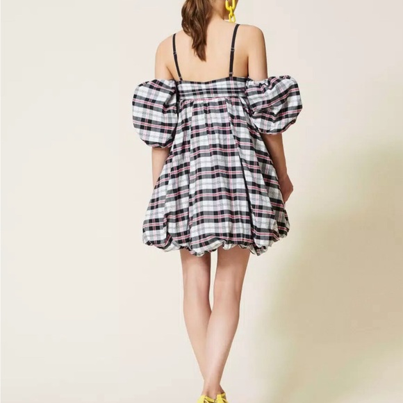 Twinset Actitude collection short balloon dress check pattern size XS/40 - Picture 4 of 5